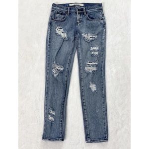 Brandy Melville Distressed Ripped Boyfriend Jeans Size 24 Medium Wash